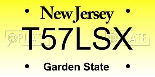T57LSX New Jersey License Plate