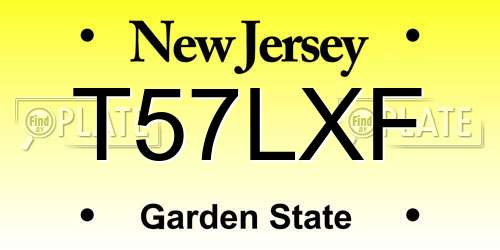 T57LXF New Jersey License Plate