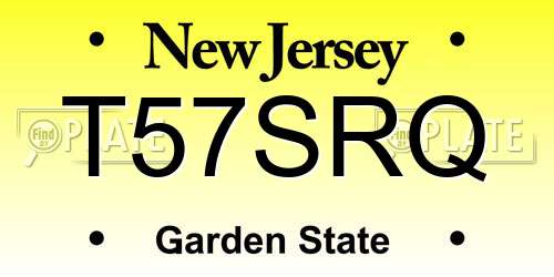 T57SRQ New Jersey License Plate