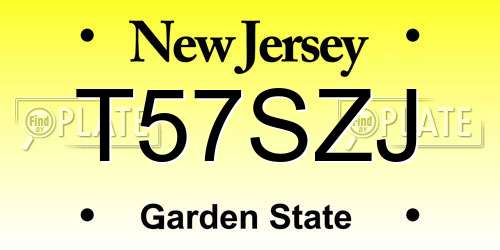 T57SZJ New Jersey License Plate