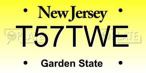 T57TWE New Jersey License Plate