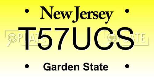 T57UCS New Jersey License Plate