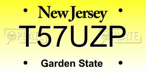 T57UZP New Jersey License Plate