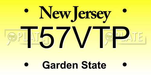 T57VTP New Jersey License Plate