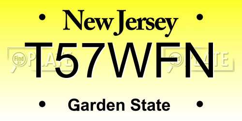 T57WFN New Jersey License Plate