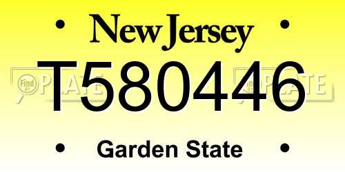 T580446 New Jersey License Plate