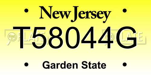 T58044G New Jersey License Plate