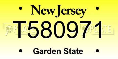 T580971 New Jersey License Plate