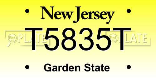 T5835T New Jersey License Plate
