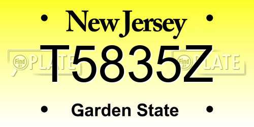 T5835Z New Jersey License Plate