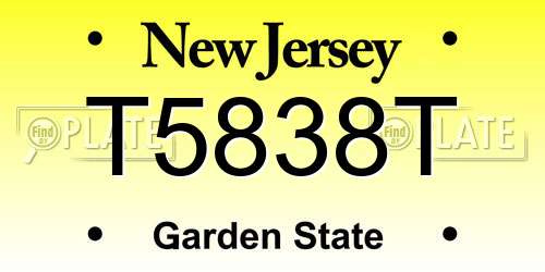 T5838T New Jersey License Plate