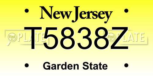 T5838Z New Jersey License Plate