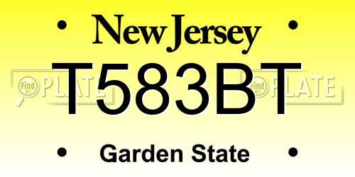 T583BT New Jersey License Plate