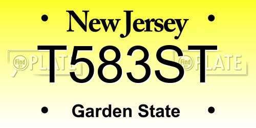 T583ST New Jersey License Plate