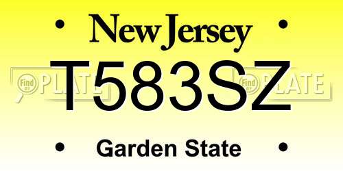 T583SZ New Jersey License Plate