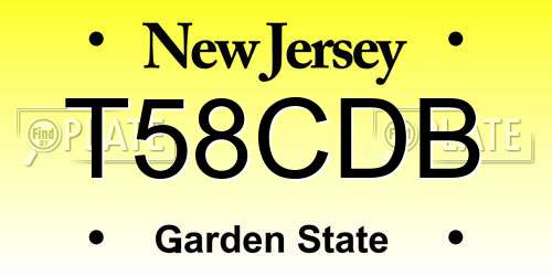 T58CDB New Jersey License Plate