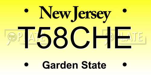 T58CHE New Jersey License Plate