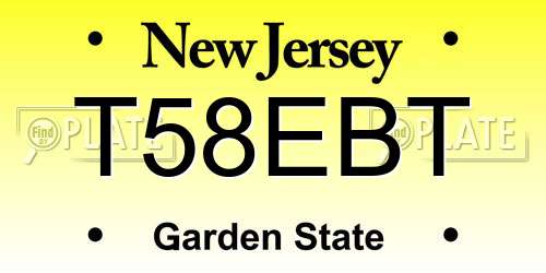 T58EBT New Jersey License Plate