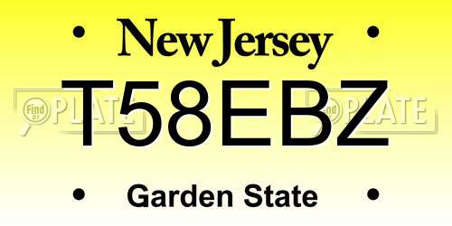 T58EBZ New Jersey License Plate