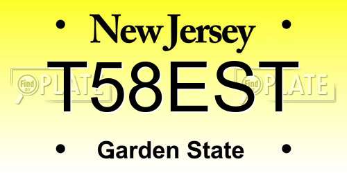 T58EST New Jersey License Plate