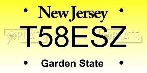 T58ESZ New Jersey License Plate