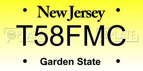 T58FMC New Jersey License Plate
