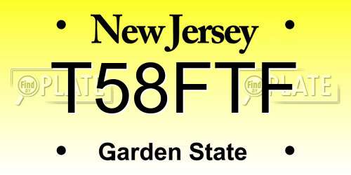 T58FTF New Jersey License Plate