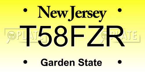 T58FZR New Jersey License Plate