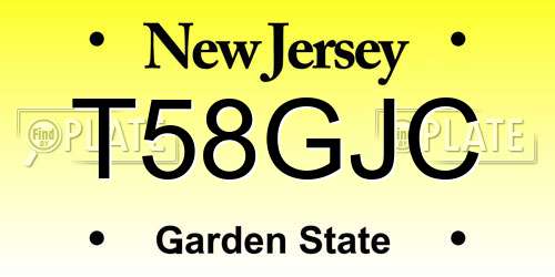 T58GJC New Jersey License Plate