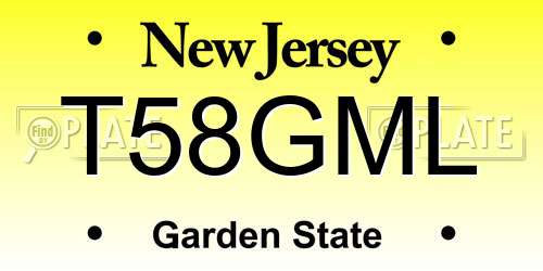 T58GML New Jersey License Plate