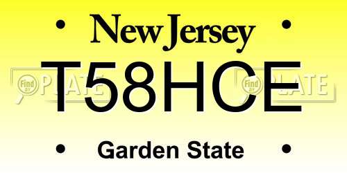 T58HCE New Jersey License Plate