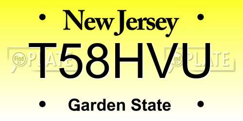 T58HVU New Jersey License Plate