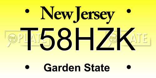 T58HZK New Jersey License Plate