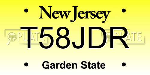 T58JDR New Jersey License Plate