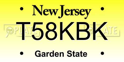 T58KBK New Jersey License Plate