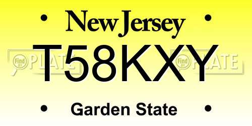 T58KXY New Jersey License Plate