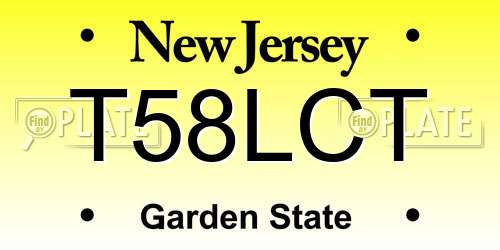 T58LCT New Jersey License Plate