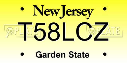 T58LCZ New Jersey License Plate