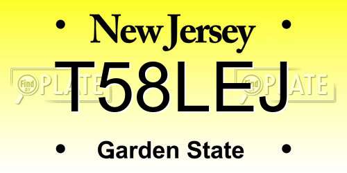 T58LEJ New Jersey License Plate