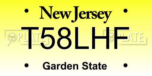 T58LHF New Jersey License Plate