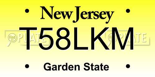T58LKM New Jersey License Plate