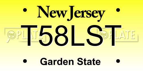 T58LST New Jersey License Plate