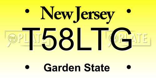 T58LTG New Jersey License Plate