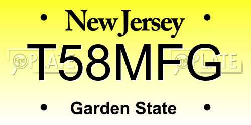 T58MFG New Jersey License Plate
