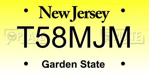 T58MJM New Jersey License Plate