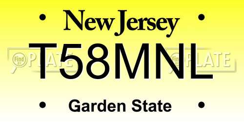 T58MNL New Jersey License Plate