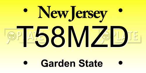 T58MZD New Jersey License Plate
