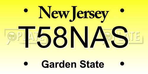 T58NAS New Jersey License Plate