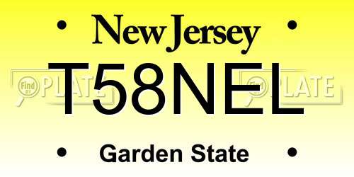 T58NEL New Jersey License Plate