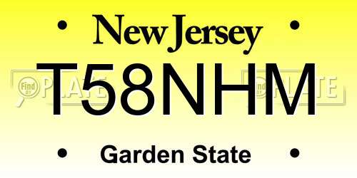 T58NHM New Jersey License Plate